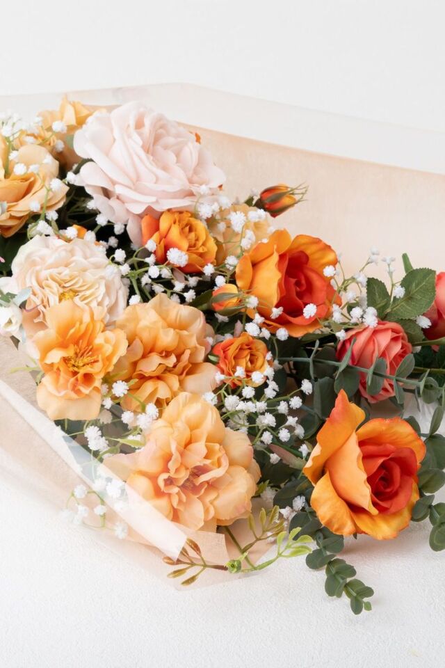バラとかすみ草の花束 ローズブーケ 豪華 高級 造花 73〜85cm｜結婚式 両親贈呈 プロポーズ 記念日ギフト｜ローズガーデンシリーズ