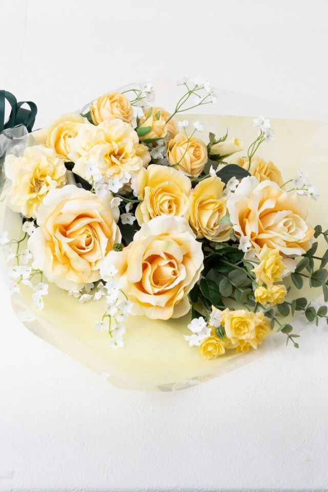 バラとかすみ草の花束 ローズブーケ 豪華 高級 造花 73〜85cm｜結婚式 両親贈呈 プロポーズ 記念日ギフト｜ローズガーデンシリーズ