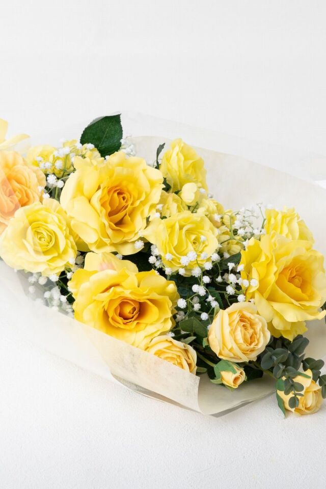 バラとかすみ草の花束 ローズブーケ 豪華 高級 造花 73〜85cm｜結婚式 両親贈呈 プロポーズ 記念日ギフト｜ローズガーデンシリーズ
