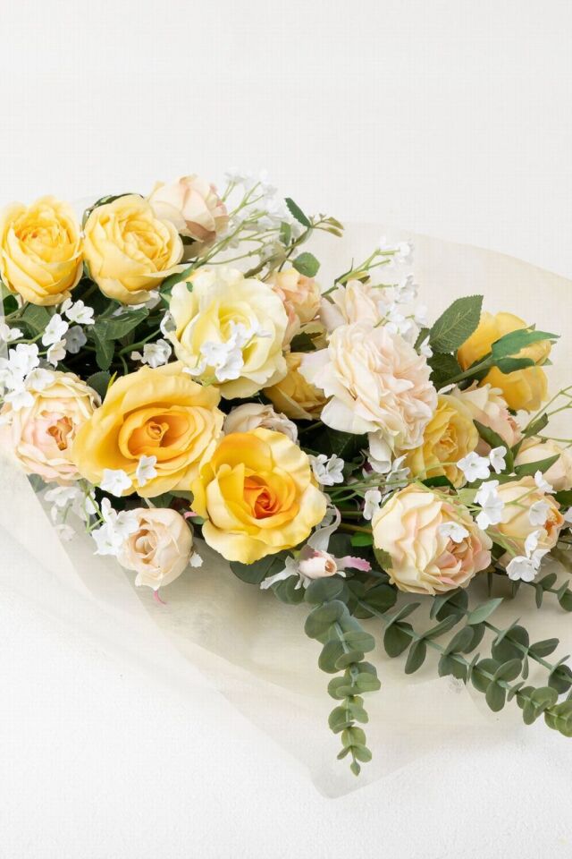 バラとかすみ草の花束 ローズブーケ 豪華 高級 造花 73〜85cm｜結婚式 両親贈呈 プロポーズ 記念日ギフト｜ローズガーデンシリーズ