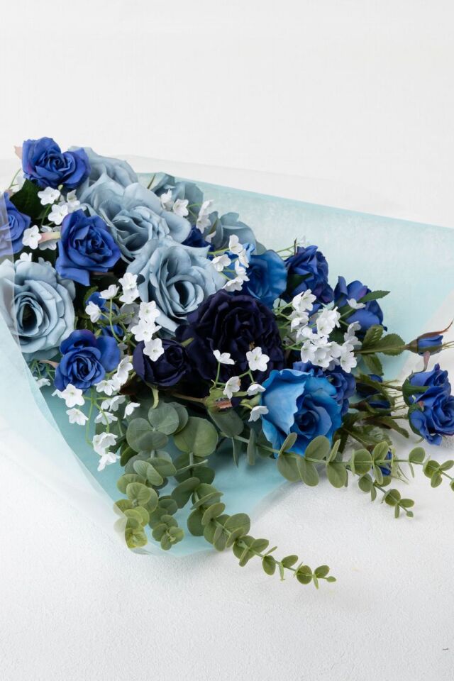 バラとかすみ草の花束 ローズブーケ 豪華 高級 造花 73〜85cm｜結婚式 両親贈呈 プロポーズ 記念日ギフト｜ローズガーデンシリーズ
