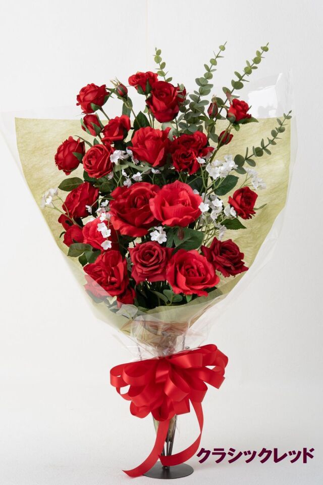 バラとかすみ草の花束 ローズブーケ 豪華 高級 造花 73〜85cm｜結婚式 両親贈呈 プロポーズ 記念日ギフト｜ローズガーデンシリーズ