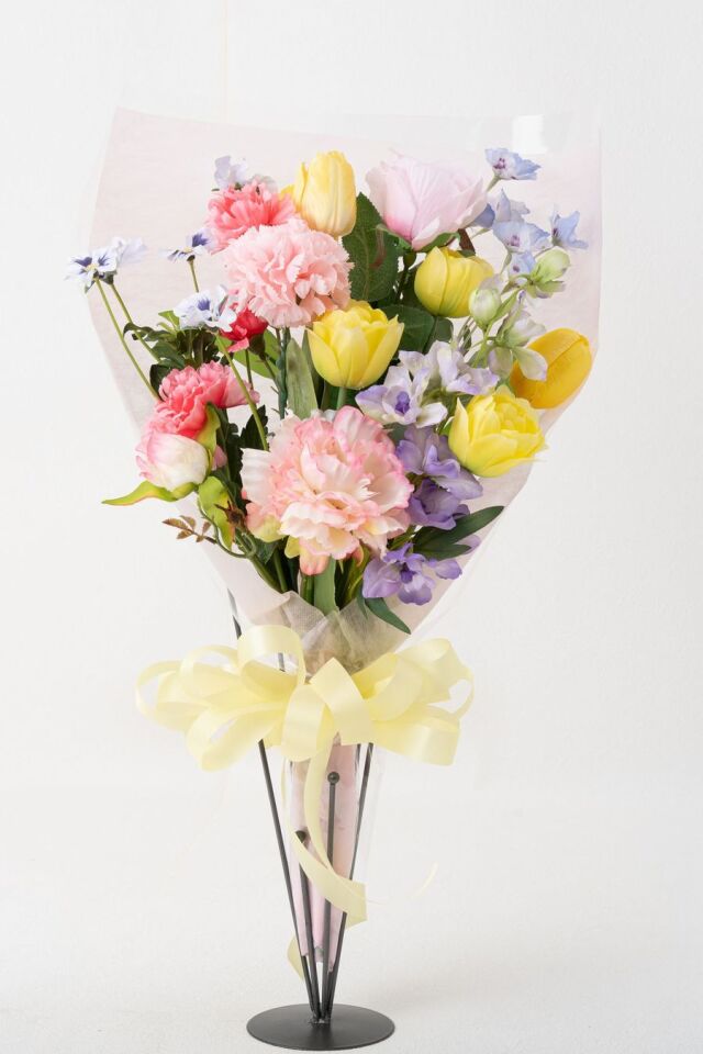 【一点もの】造花 花束｜ラグジュアリー アーティフィシャルフラワー ブーケ（チューリップ・ピオニー・カーネーション）特別な贈り物に