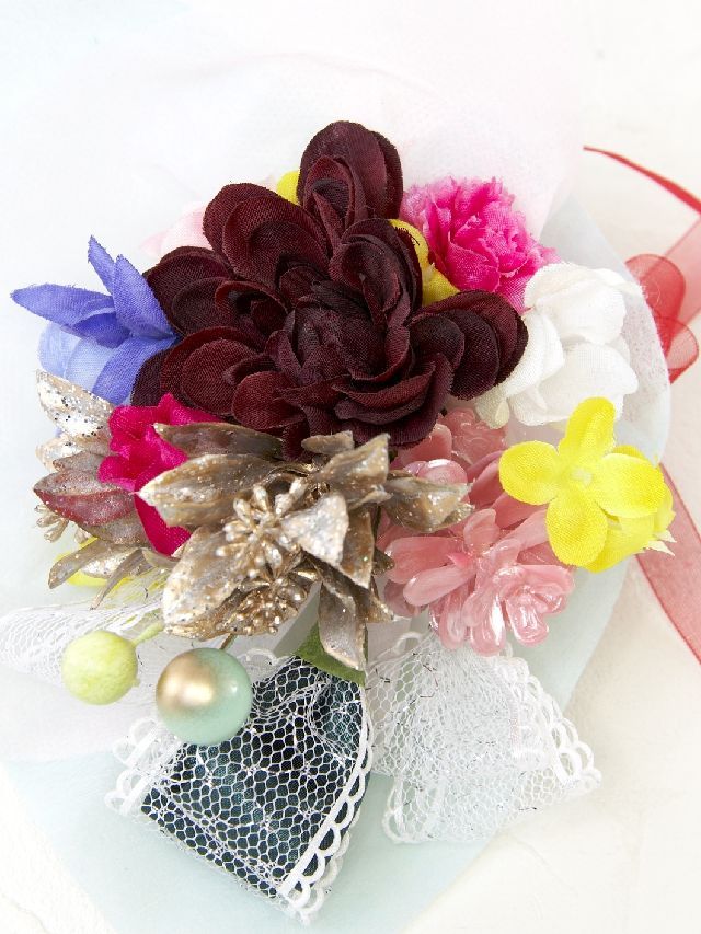 【造花ミニ花束】手のひらブーケ２