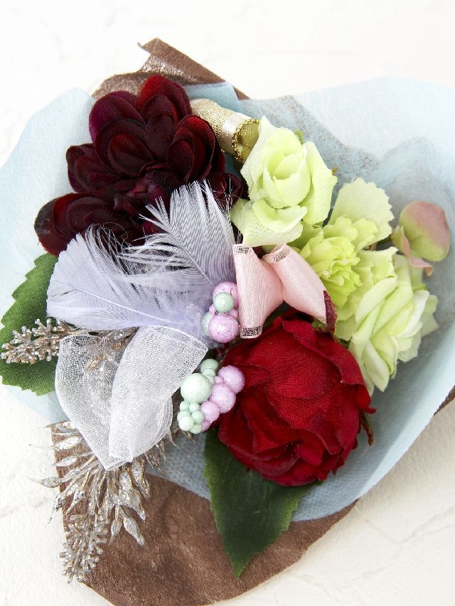 【造花ミニ花束】手のひらブーケ３