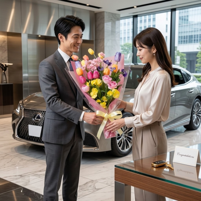 【一点もの】永遠に色褪せない祝福｜至高のチューリップ＆スイートピーのプレミアムマルチカラーブーケ