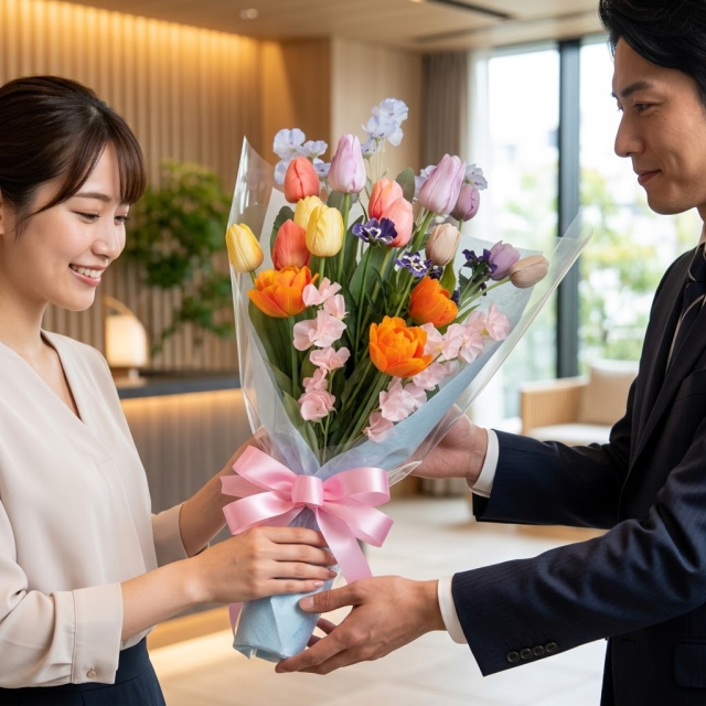 【一点もの】永遠に色褪せない感動｜爽やかで気品ある極上シトラスマルチカラーブーケ（誕生日・就任栄転祝い・開店祝い）