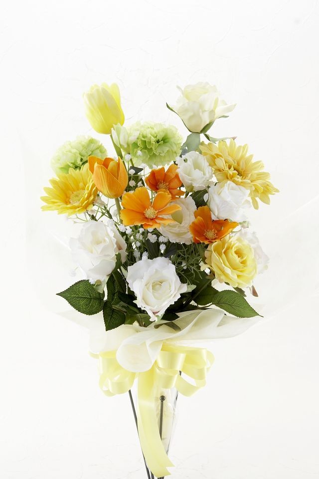 【贈答・贈呈用・造花花束】プロポーズ・記念日など記憶に残る枯れないフラワーギフト／プリズムイエローブーケ