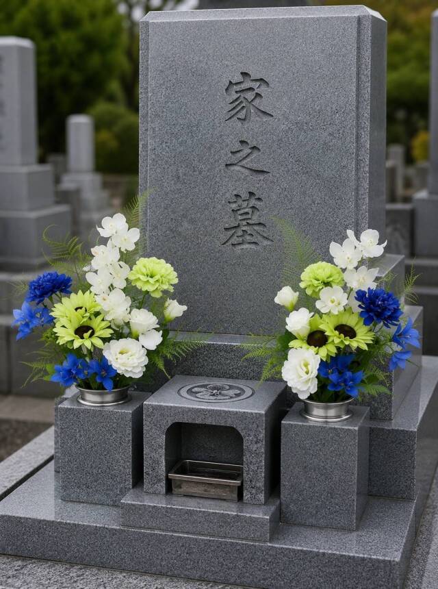 【アーティフィシャルフラワー・造花 お墓・お仏壇向け仏花・供花】向日葵とトルコ桔梗の洋風供花（左右１対セット）