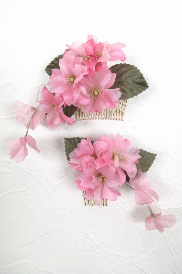 【着物・和装髪飾り】和装・洋装両用髪飾り／恋桜（大小２点セット）