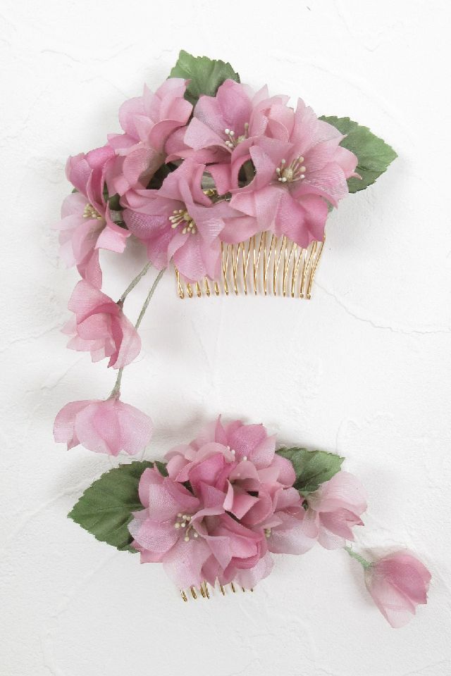 【着物・和装髪飾り】和装・洋装両用髪飾り/恋桜(大小2点セット)