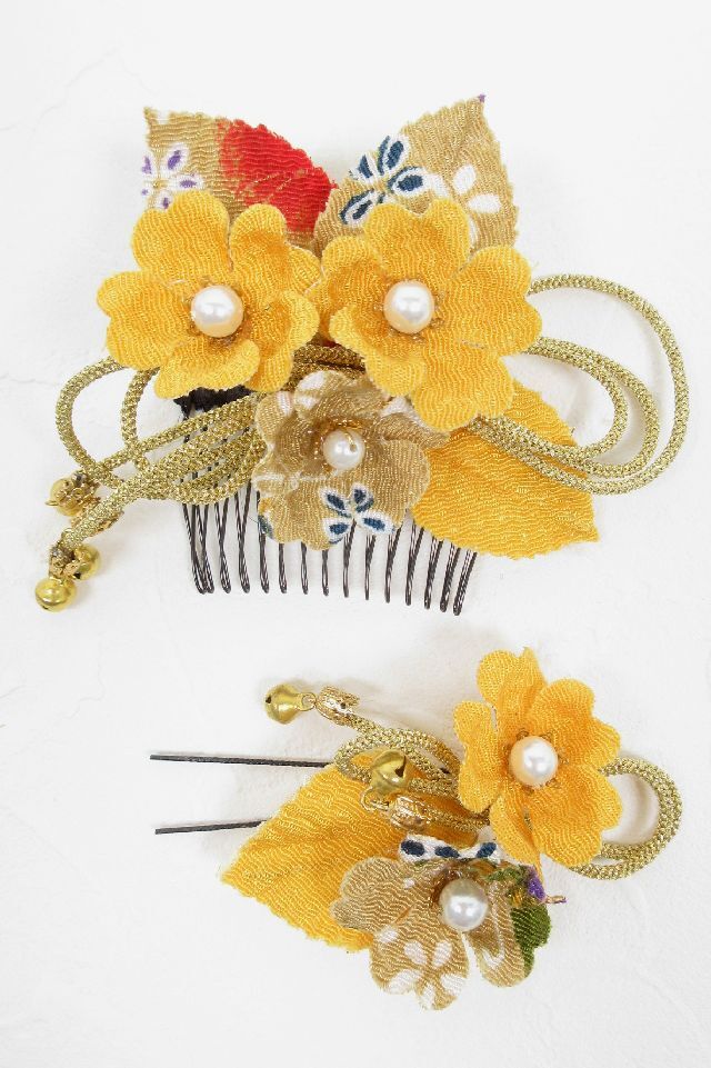 【着物・和装髪飾り】和風ヘアアクセサリー／花舞（大小２点セット）