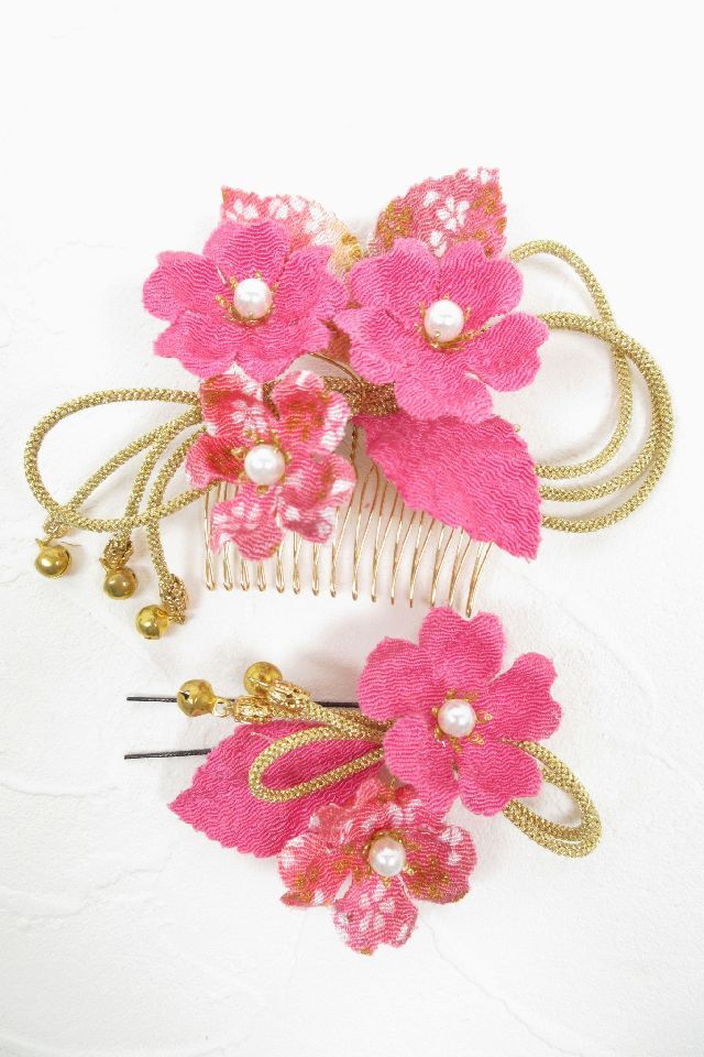 【着物・和装髪飾り】和風ヘアアクセサリー／花舞（大小２点セット）