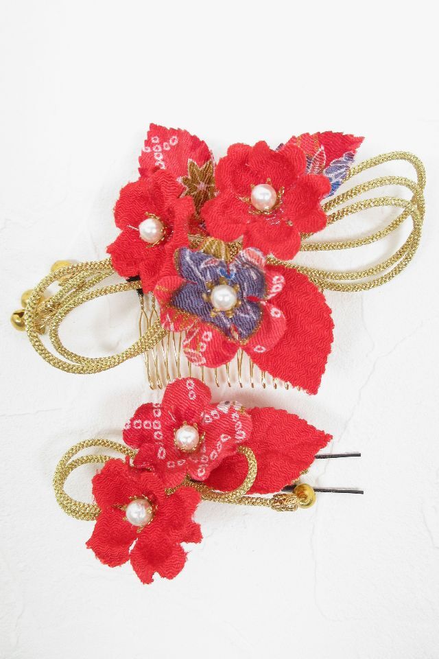 【着物・和装髪飾り】和風ヘアアクセサリー／花舞（大小２点セット）