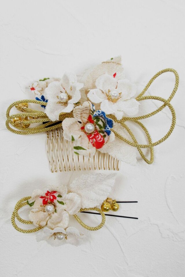 【着物・和装髪飾り】和風ヘアアクセサリー／花舞（大小２点セット）