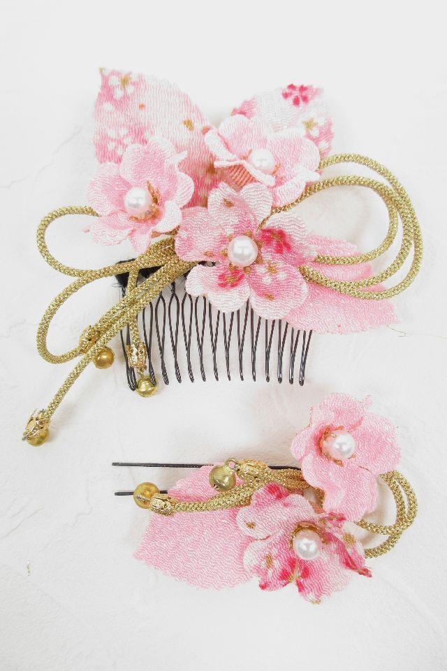 【着物・和装髪飾り】和風ヘアアクセサリー/花舞(大小2点セット)