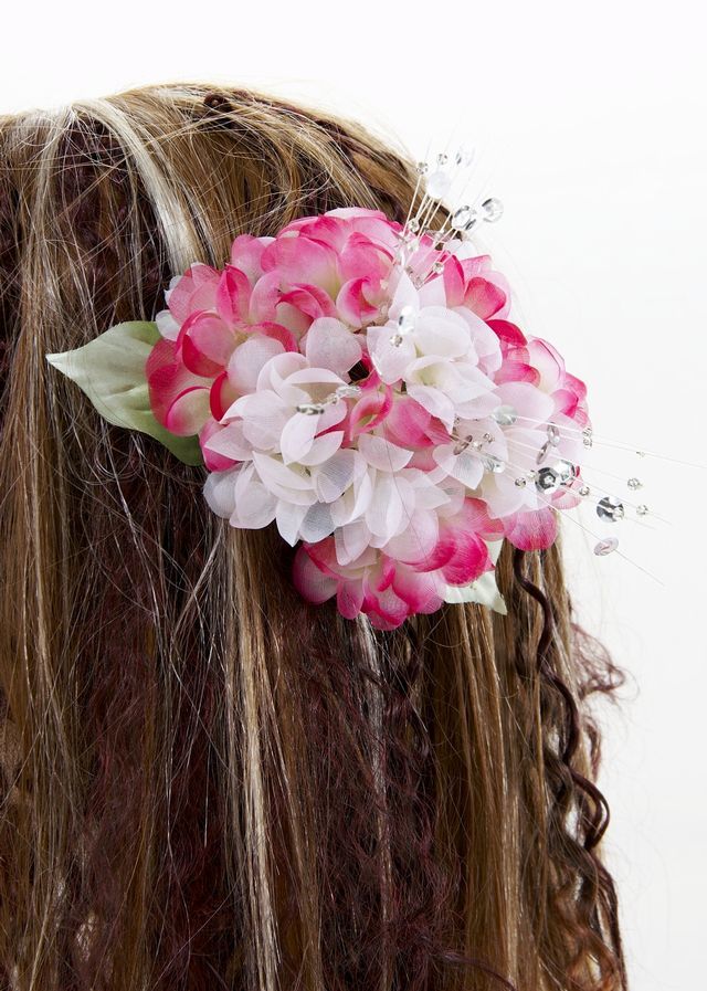 【特価SALE　髪飾り・ヘアアクセサリー】紫陽花−ローズピンク・バレッタ