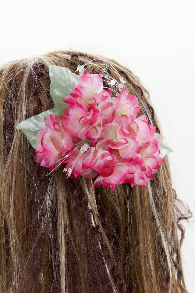 【特価SALE　髪飾り・ヘアアクセサリー】紫陽花−ピンクレッド・バレッタ