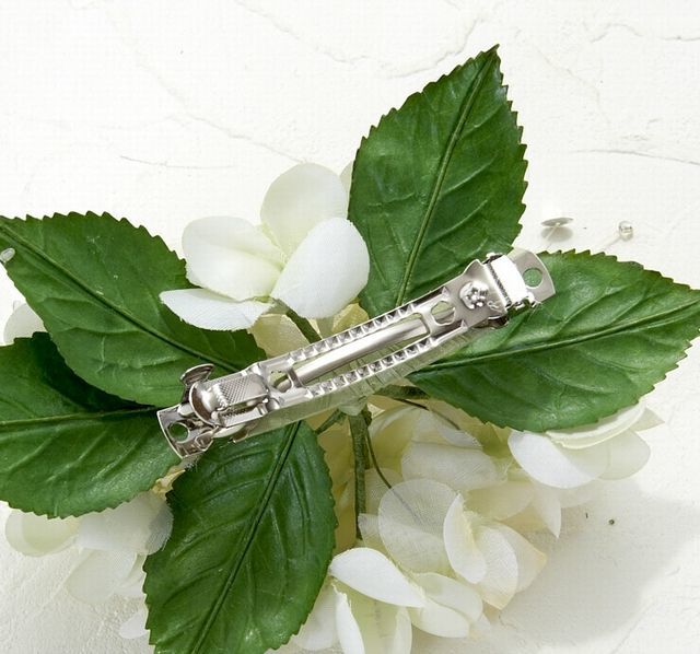 【特価SALE　髪飾り・ヘアアクセサリー】紫陽花−フレッシュオレンジ・バレッタ