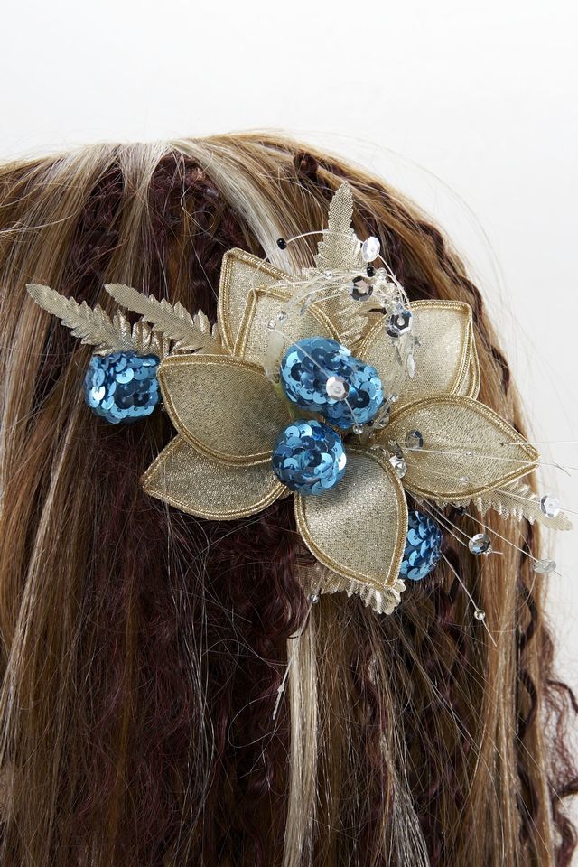 【特価SALE　髪飾り・ヘアアクセサリー】和洋両用−ゴールドアクア・コーム