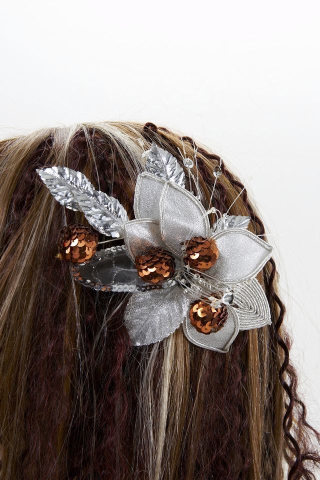 【特価SALE　髪飾り・ヘアアクセサリー】和洋両用−シルバーブラウン・コーム