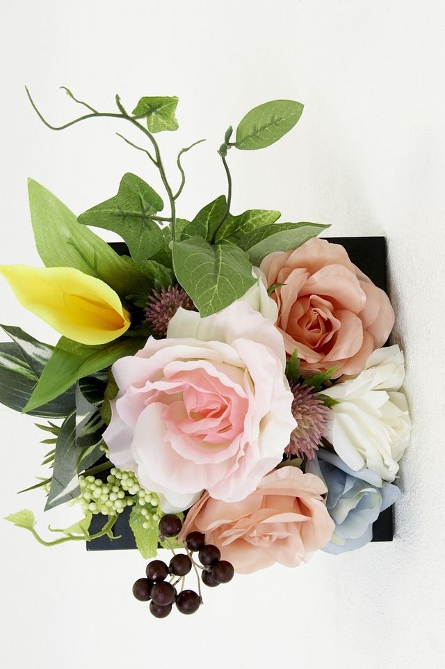 【スクエアフレーム　造花アレンジメント】Ｍサイズ　シリーズ