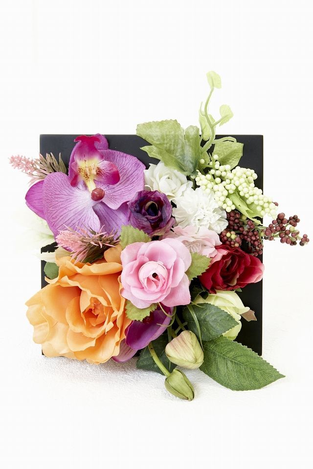 【スクエアフレーム　造花アレンジメント】Ｍサイズ　シリーズ