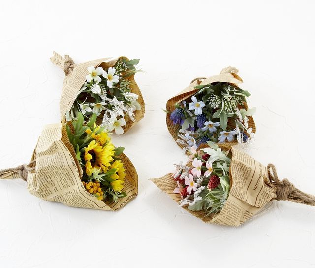 【造花・アーティフィシャルフラワーミニ花束】ナチュラルフラワー・リトルブーケ（ホワイト）