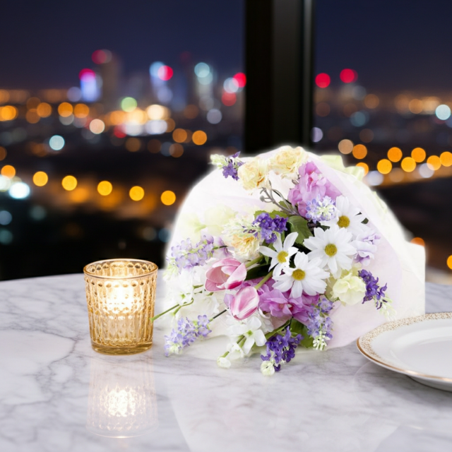 贈答・贈呈用花束・造花花束・花束ギフト】スイートピーとチューリップ