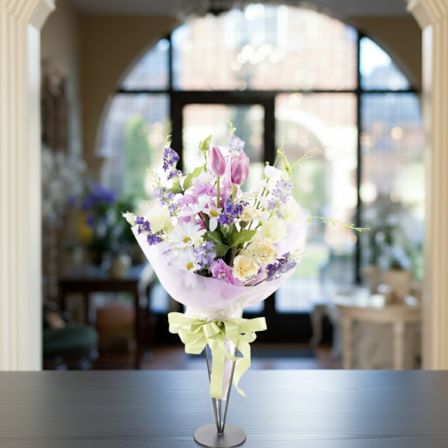 贈答・贈呈用花束・造花花束・花束ギフト】スイートピーとチューリップ