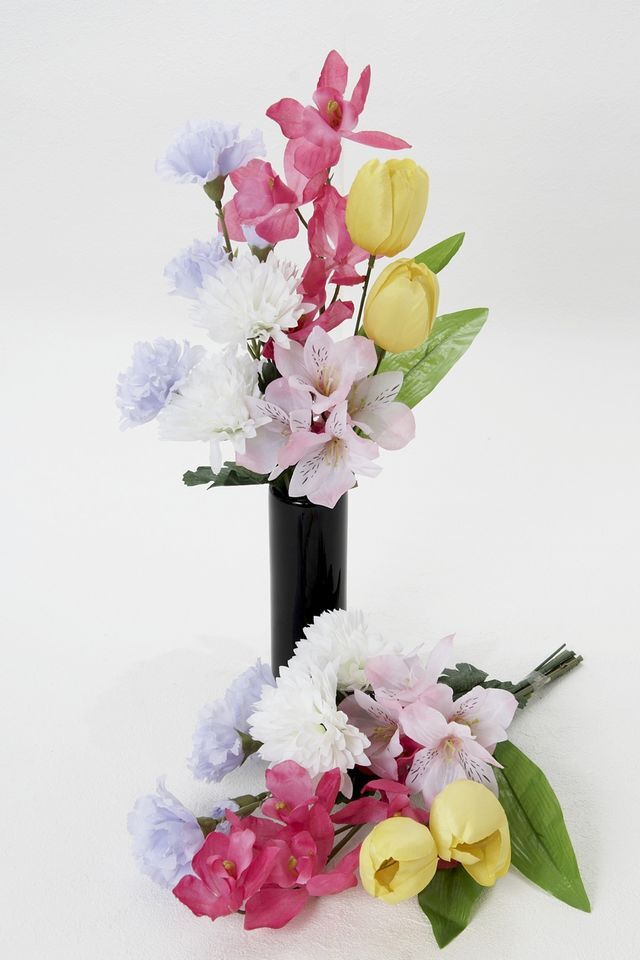 【造花・アーティフィシャルフラワー 仏花・供花・墓花】お彼岸・お盆の御供花C（左右１対セット）