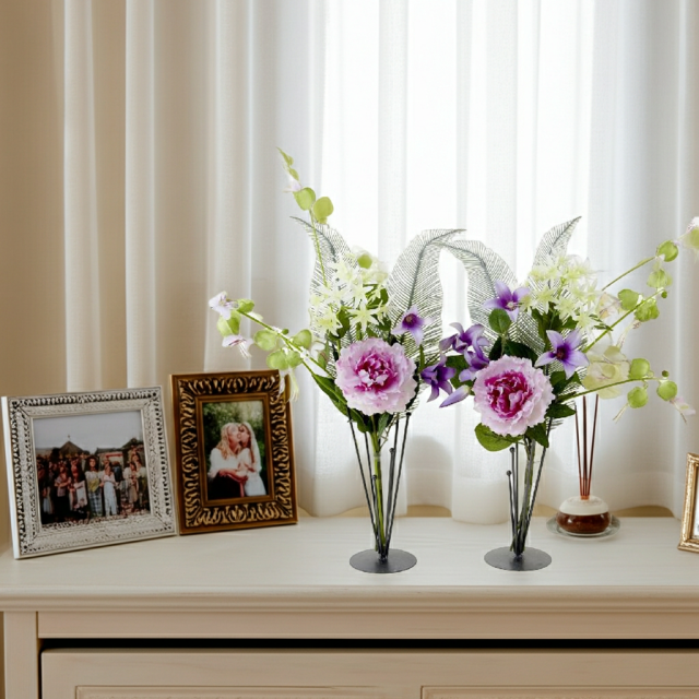 【造花の仏花・供花】ピオニー＆ノーブルクレマチスの供花（左右１対セット）