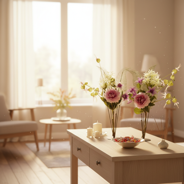 【造花の仏花・供花】ピオニー＆ノーブルクレマチスの供花（左右１対セット）