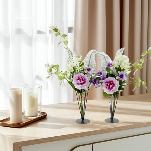 【造花の仏花・供花】ピオニー＆ノーブルクレマチスの供花（左右１対セット）