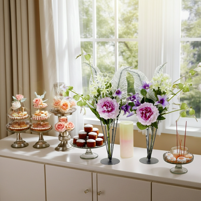 【造花の仏花・供花】ピオニー＆ノーブルクレマチスの供花（左右１対セット）