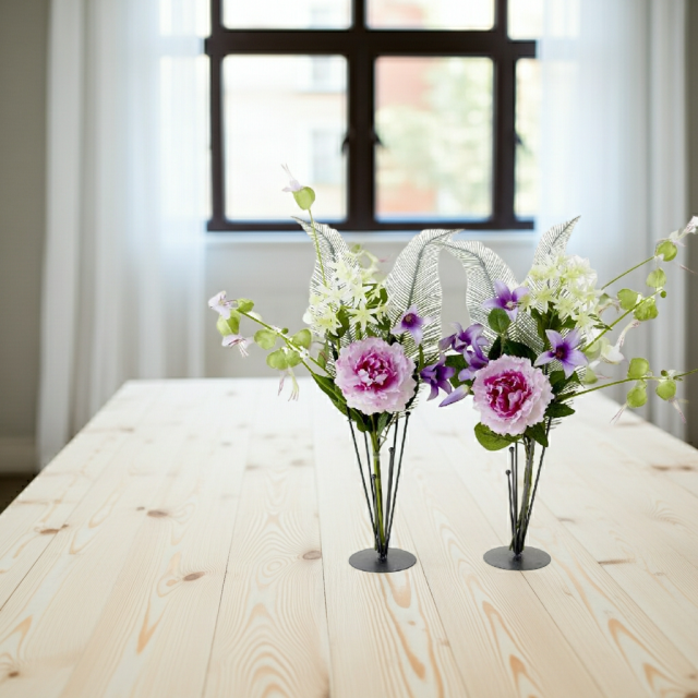 【造花の仏花・供花】ピオニー＆ノーブルクレマチスの供花（左右１対セット）