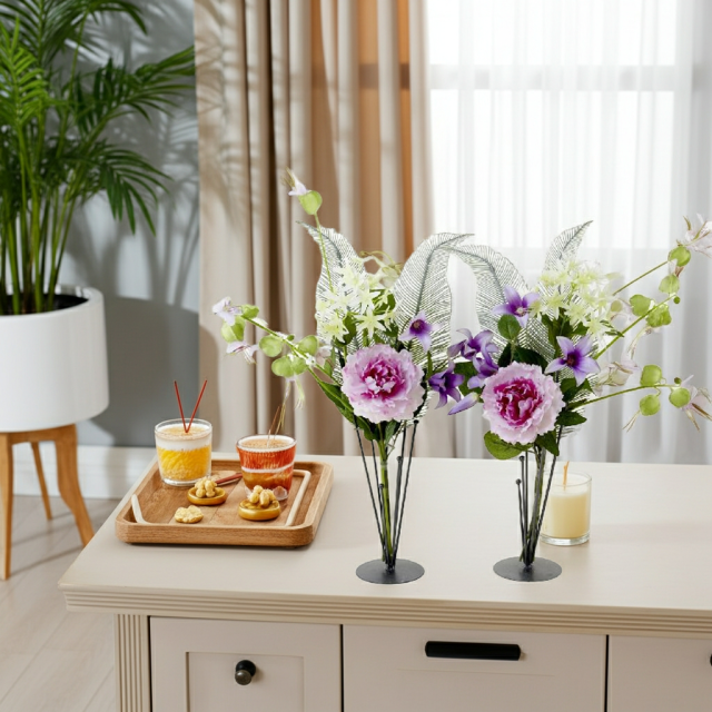 【造花の仏花・供花】ピオニー＆ノーブルクレマチスの供花（左右１対セット）