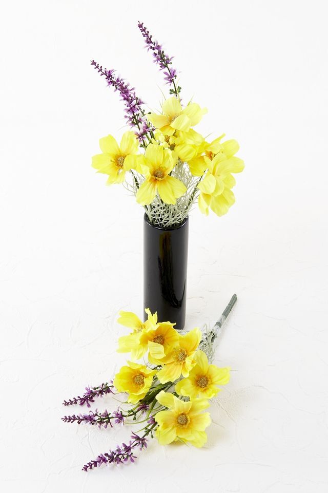 【造花 ミニ供花】コスモスとラベンダーのミニ仏花セット（左右１対）