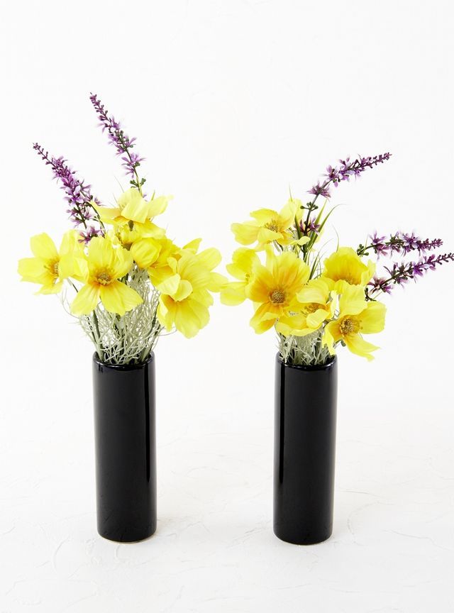 【造花 ミニ供花】コスモスとラベンダーのミニ仏花セット（左右１対）