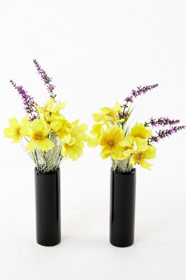 【造花 ミニ供花】コスモスとラベンダーのミニ仏花セット（左右１対）
