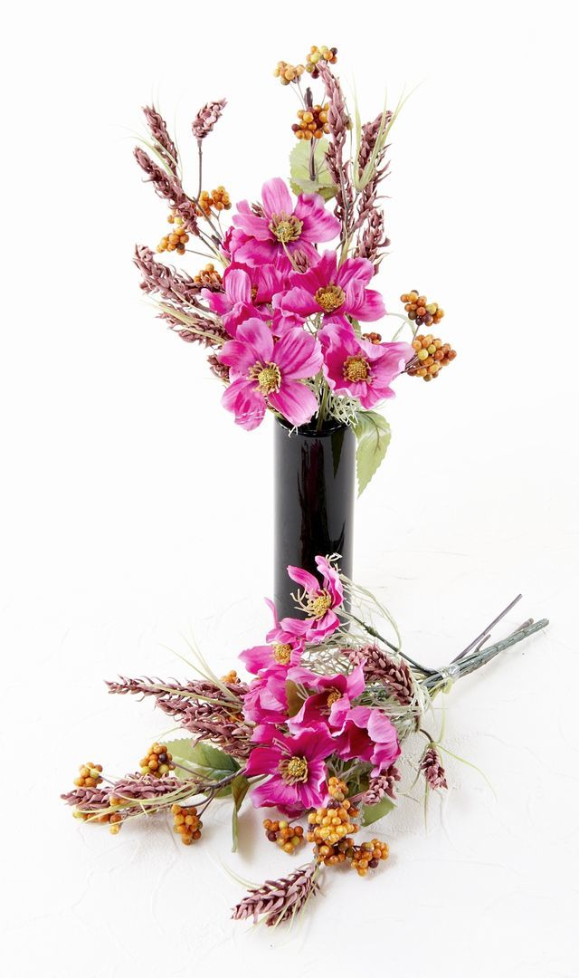 造花 ミニ供花 コスモスと実物のミニ仏花セット 左右１対 造花 アートフラワーの通販店 あーとみゆき