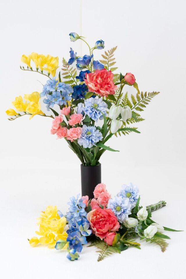 【豪華洋風仏花】アーティフィシャルフラワー 左右一対セット お墓・お仏壇用 供花（ピオニー・カーネーション・他）