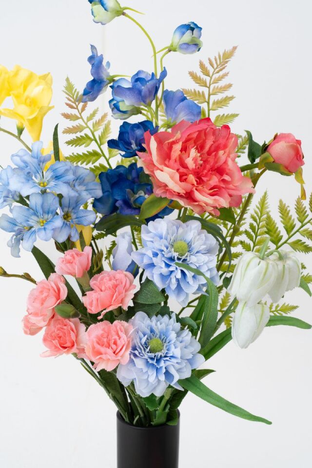 【豪華洋風仏花】アーティフィシャルフラワー 左右一対セット お墓・お仏壇用 供花（ピオニー・カーネーション・他）