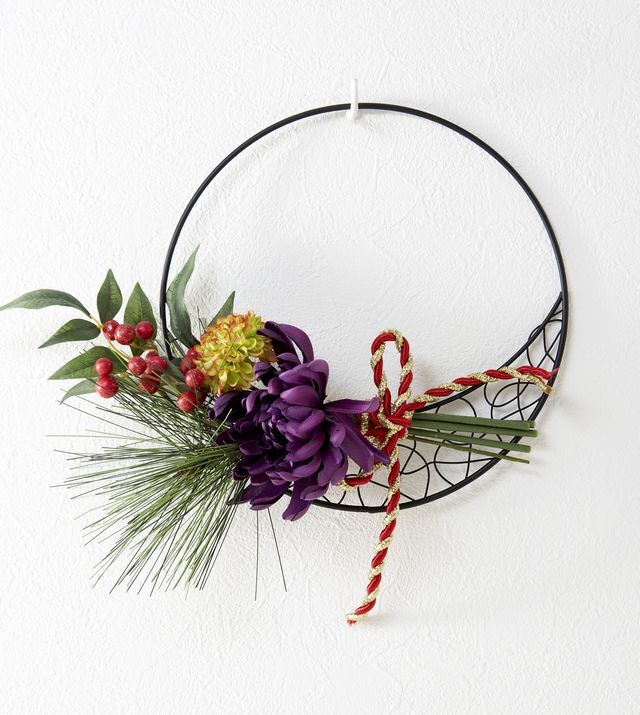 【造花のお正月飾り・和風壁掛け・ハンギングアレンジ】煌寿