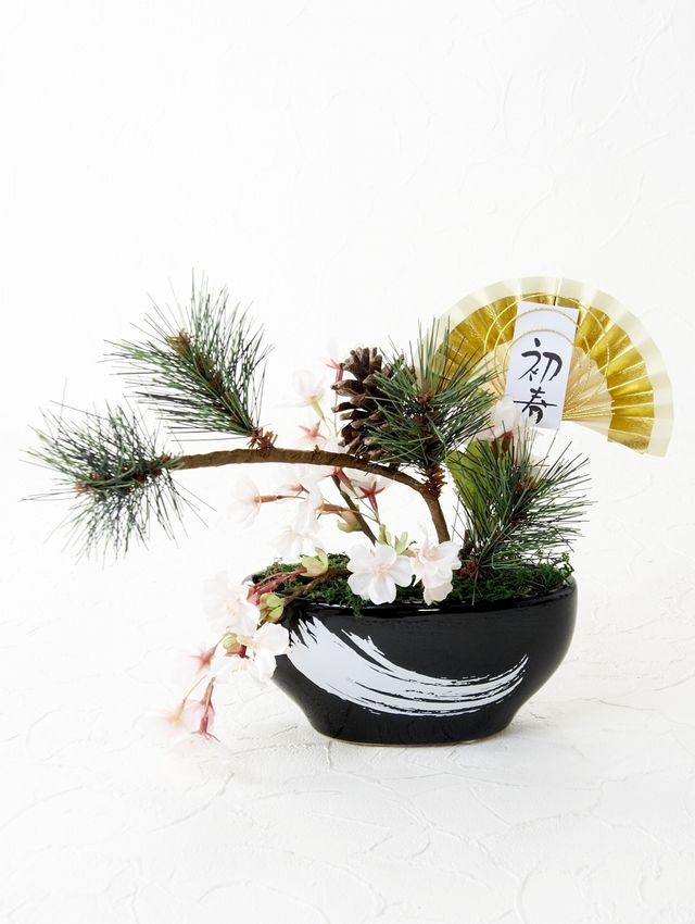【造花・和モダン・お正月向けアートフラワーアレンジメント】泰成