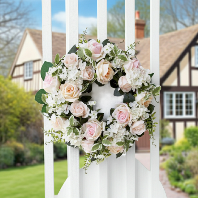 造花・アーティフィシャルフラワーリース】ミックスフェミニンローズ