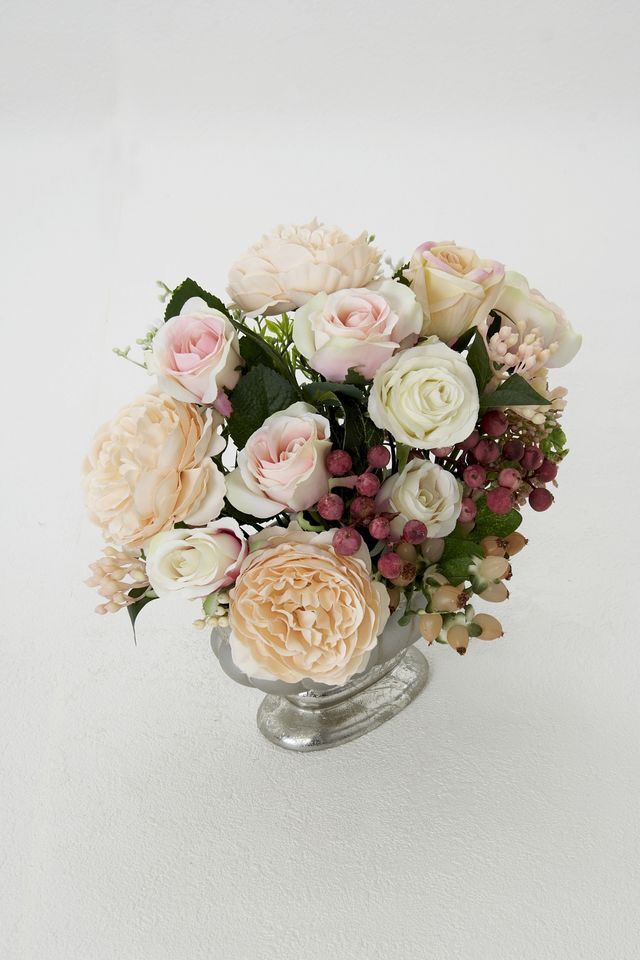 【造花・アーティフィシャルフラワー・インテリアアレンジメント】パウダリーローズ