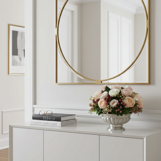 【造花・アーティフィシャルフラワー・インテリアアレンジメント】パウダリーローズ