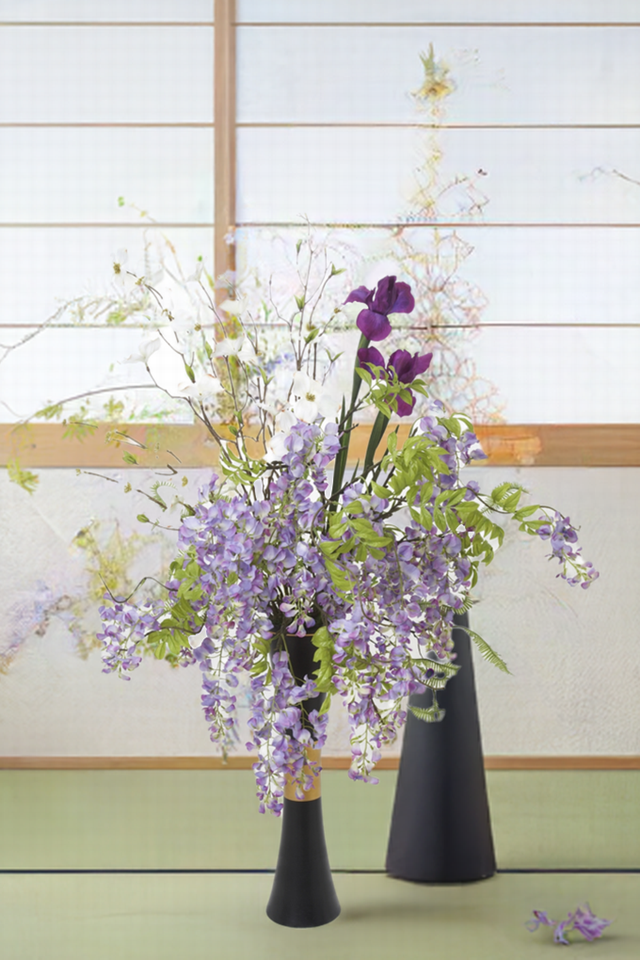 【プレミアムコレクション・ジャパニーズモダン・ 造花・アーティフィシャルフラワーアレンジメント】花宴−hananoen