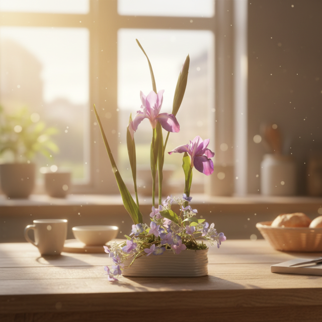 造花・アートフラワー・和モダン・和風アレンジメント】紫苑―shion